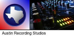 Austin, Texas - a recording studio mixer