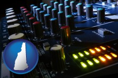 new-hampshire map icon and a recording studio mixer